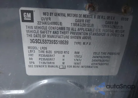 2009 Saturn Vue V6 Xr from USA, damaged, VIN 3GSCL53739S518639